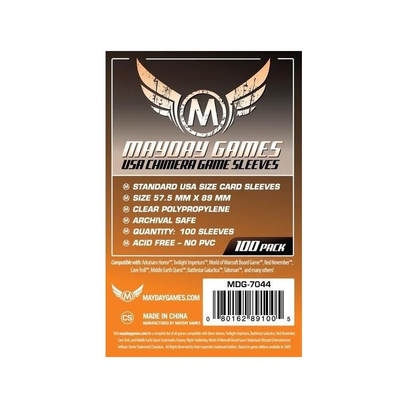 Mayday Games MDG7044 - USA Chimera Game Sleeves (Orange) - 57.5mm X 89mm - 100 Pack