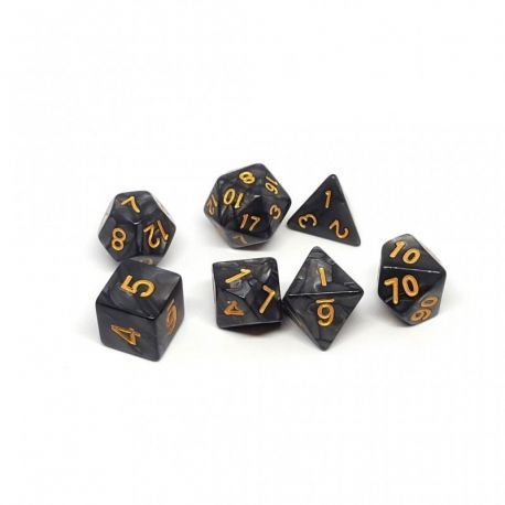 Pack dados Negro Marmoleado Blancos
