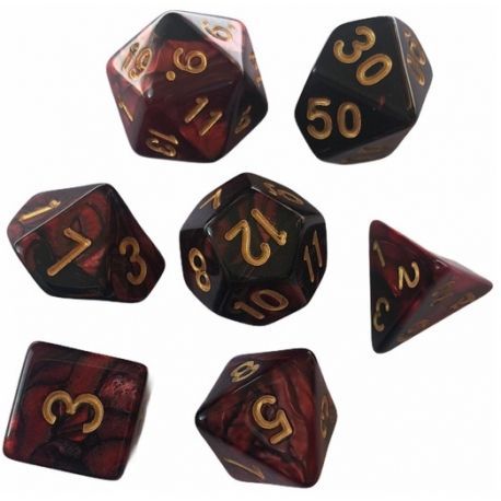Pack dados Rojo Marmoleado Dorado